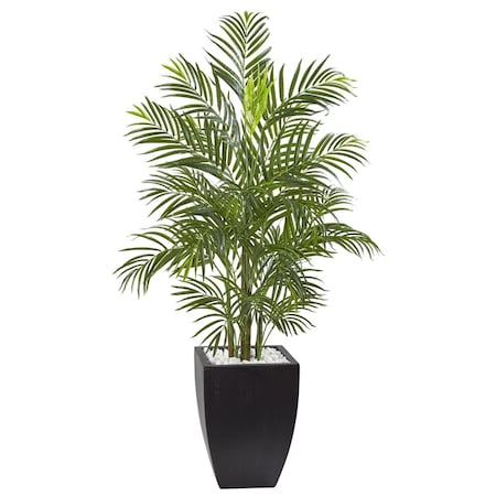 Dare2Decor 4.5 ft. Areca Palm Tree with Black Wash Planter UV Resistant DA410650